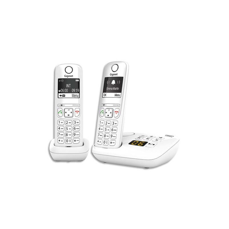 GIGASET Téléphone sans fil AS690A avec répondeur Duo Blanc AS690ADUOBLC