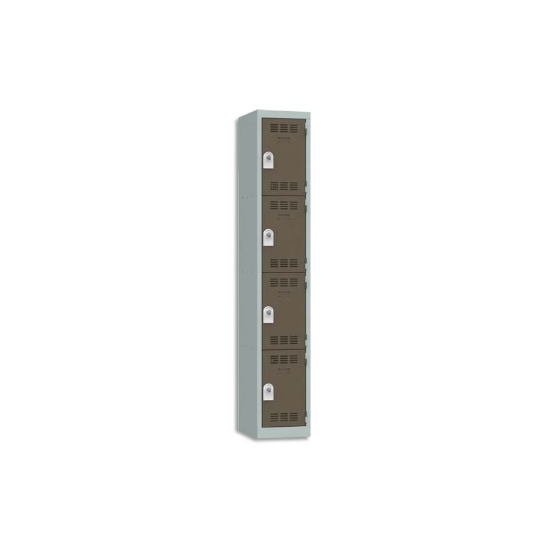 PIERRE HENRY Vestiaire 4 Cases + 1 Colonne - Dimensions : L30 x H180 x P50 cm Gris perle basalte