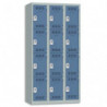 PIERRE HENRY Vestiaire 4 Cases + 3 Colonnes - Dimensions : L90 x H180 x P50 cm Gris perle Bleu