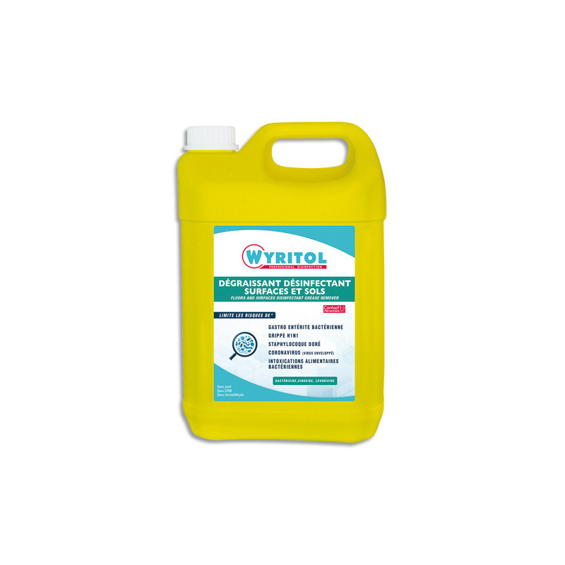 WYRITOL Bidon 5 litres dégraissant, désinfectant, pour surfaces et sols, contact alimentaire