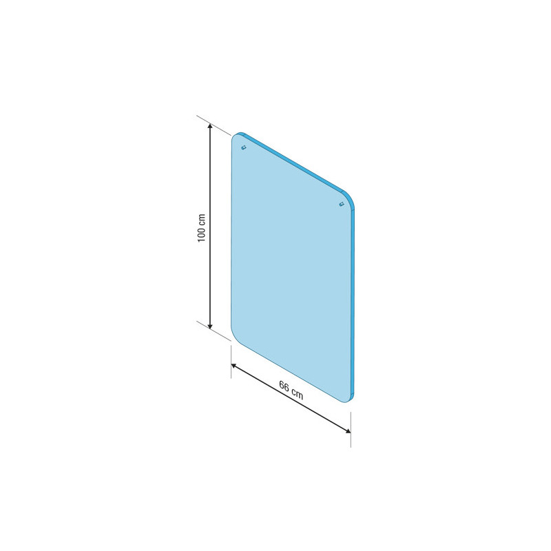 Vitre protection PMMA à suspendre. Sans kit et sans fenêtre. Dimensions 99x66cm