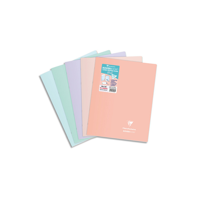 CLAIREFONTAINE Cahier Koverbook BLUSH piqué PP bicolore opaque 24x32cm 96p Seyès coloris assortis