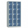 PIERRE HENRY Vestiaire 5 Cases + 3 Colonnes - Dimensions : L90 x H180 x P50 cm Gris perle Bleu
