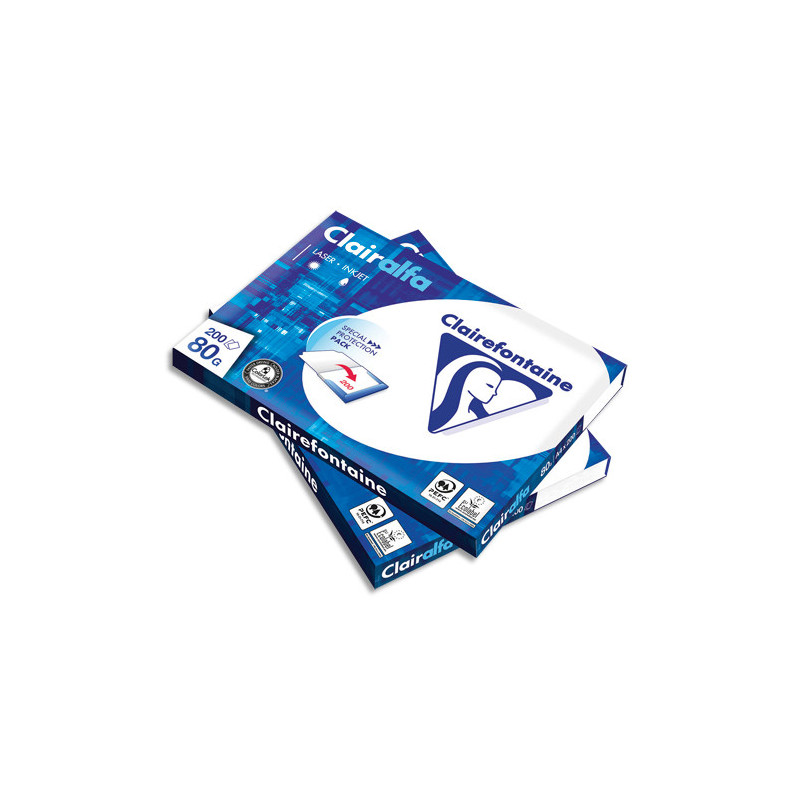 CLAIREFONTAINE Pack de 200 feuilles papier Blanc CLAIRALFA 80 grammes format A4 1979HOC