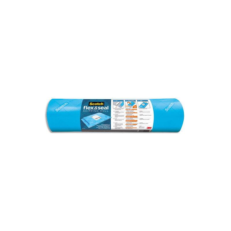 SCOTCH Rouleau d'expédition Flex & Seal Bleu en polyéthylène à bulles, à découper, étanche, 38 cm x 3 m