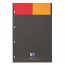 OXFORD Bloc de bureau NOTEPAD agrafé 160 pages perforées 80g 5x5 21x31,8cm Couverture polypro Gris