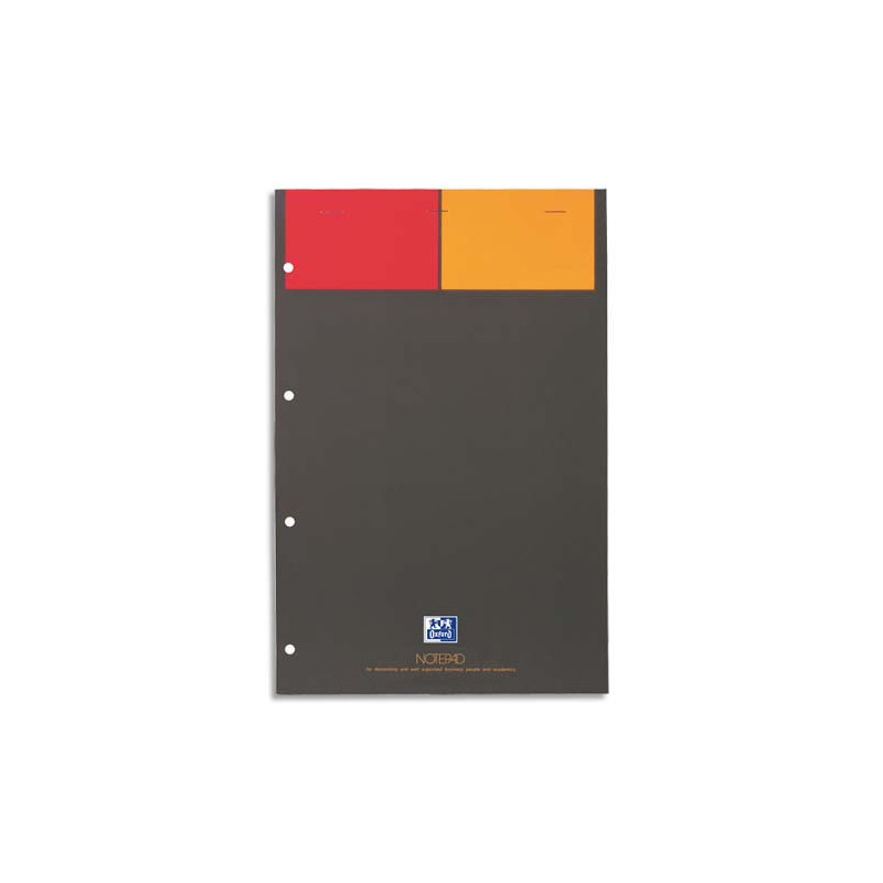 OXFORD Bloc de bureau NOTEPAD agrafé 160 pages perforées 80g 5x5 21x31,8cm Couverture polypro Gris