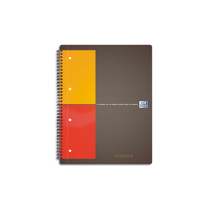 OXFORD Cahier NOTEBOOK spirales 160 pages perforées 80g 5x5 21x31,8cm Couverture polypro Gris