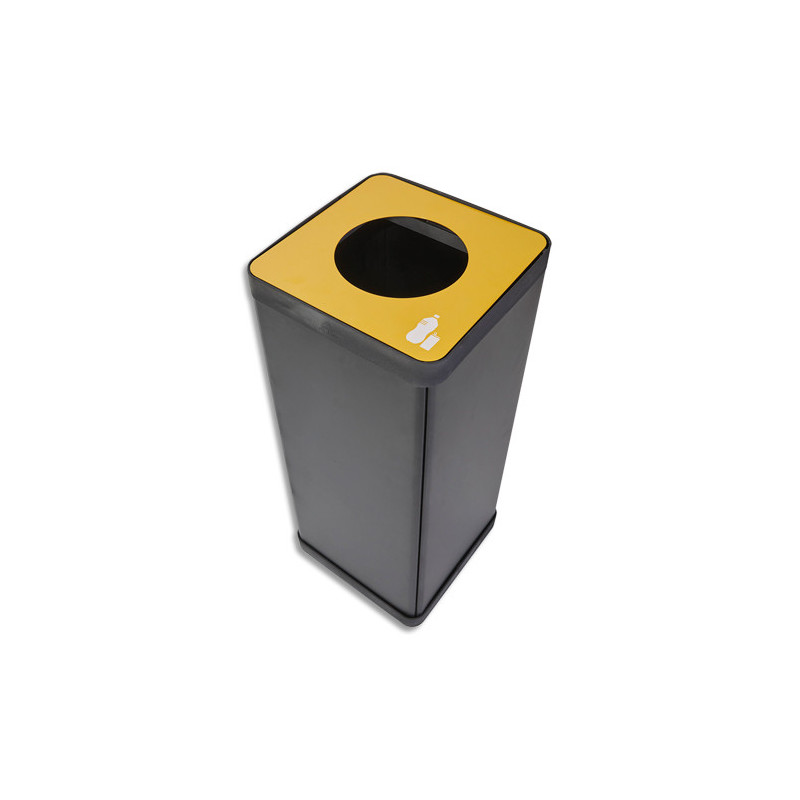 ALBA Poubelle de tri sélectif 50L en acier et ABS Jaune, pour déchets plastique - Dim. L31 x H73 x P31 cm