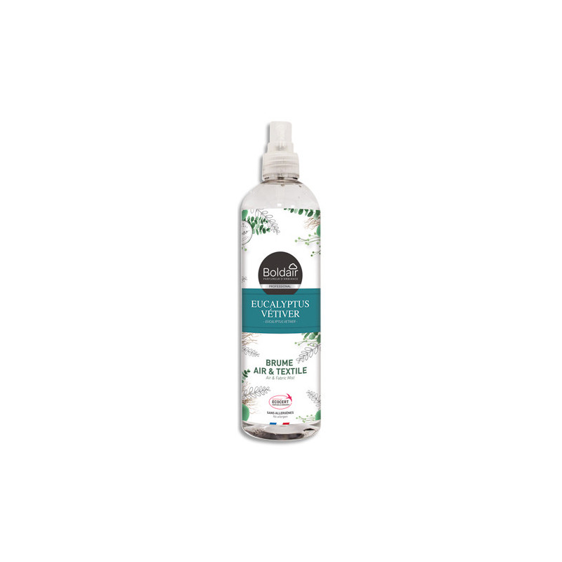 BOLDAIR Spray 400 ml Brume air et textile, assure une ambiance parfumée, parfum Eucalyptus Vétiver