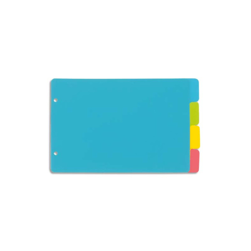 VIQUEL Jeu de 4 intercalaires polypro HAPPYFLUO A5 portrait (classeur à fiche). Coloris fluo multicolores