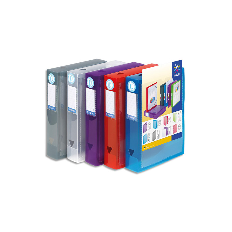 VIQUEL Boîte de classement personnalisable PROPYGLASS dos 6cm, PP 8/10e. Coloris translucides assortis