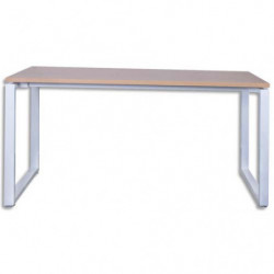 MT INTERNATIONAL Bureau droit MT1 Elégance plateau Hêtre piétement O Blanc - Dim : L180 x H74 x P67 cm