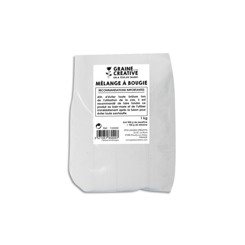 GRAINE CREATIVE Sachet de 1 kg de paraffine Blanche pour fabriquer des bougies