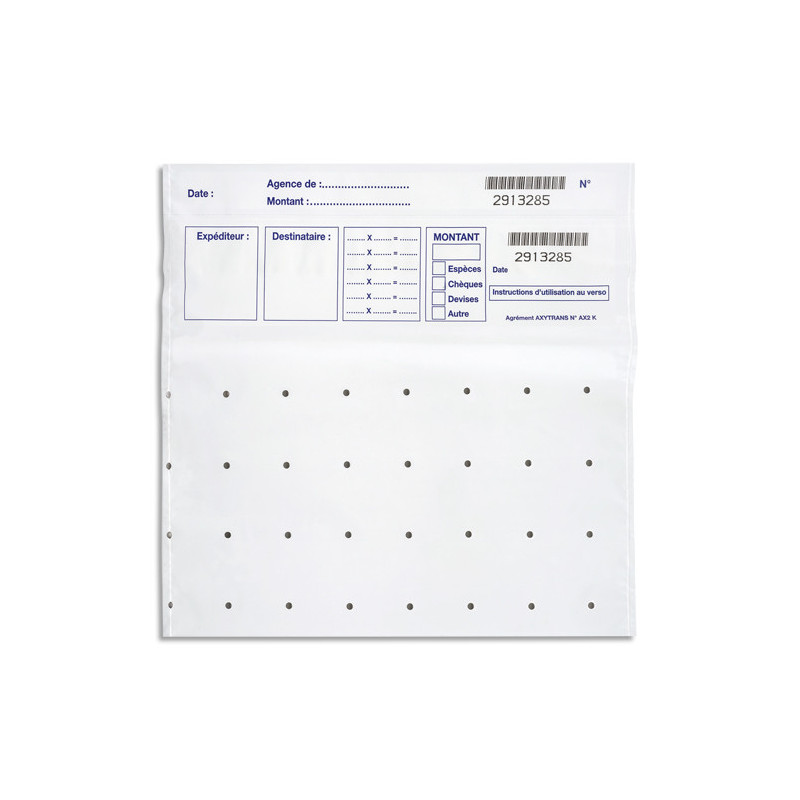 RESKAL Lot de 100 sachets de sécurité pour billets 14202-1