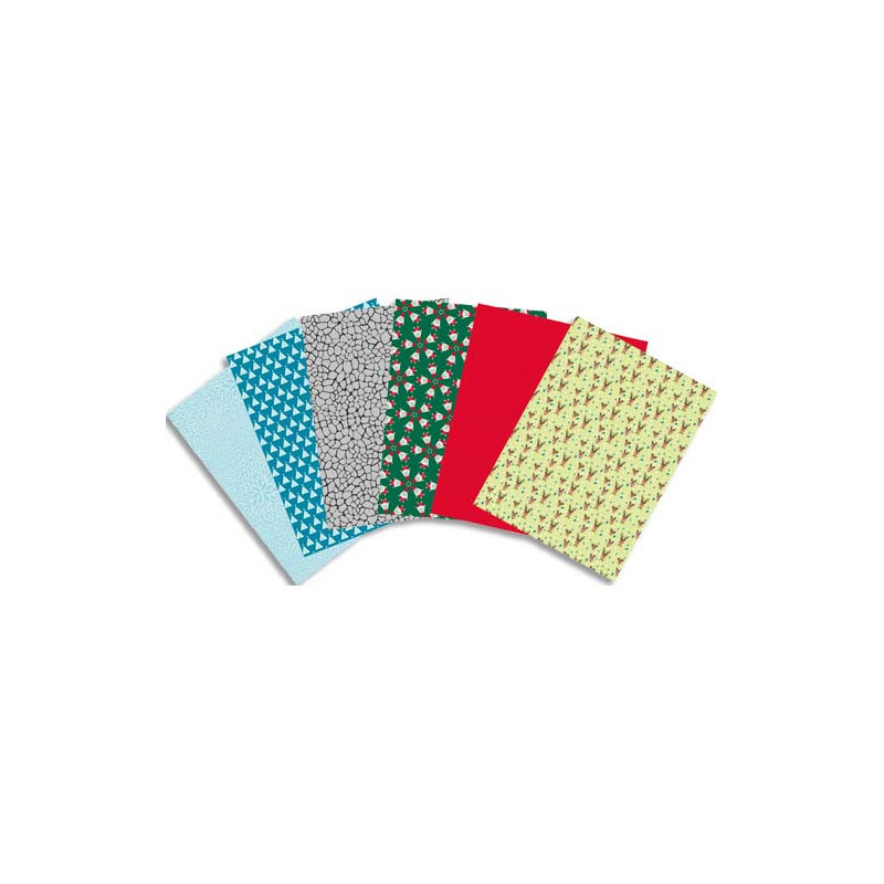 DECOPATCH Pochette de 30 feuilles 30x40cm décoratives 6 motifs assortis, thème Noël