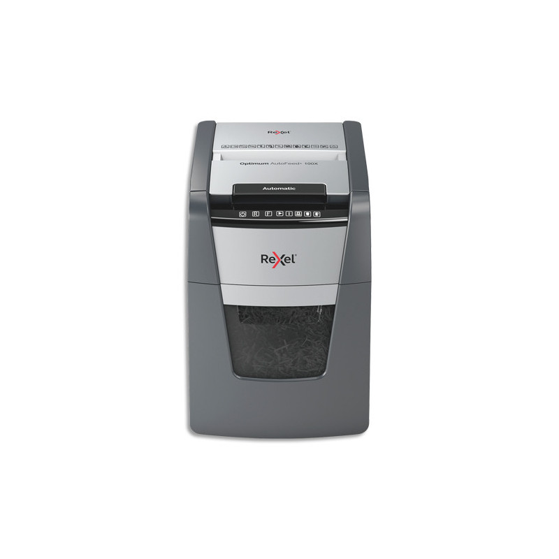 REXEL Destructeur de documents Optimum Auto+ 100X P-4 coupe croisée 4x28mm 100 feuilles 34 L 2020100XEU
