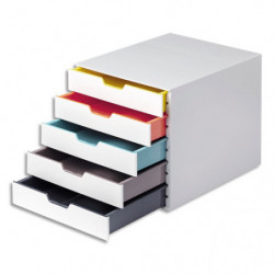 DURABLE Module de classement Varicolor Mix gris clair avec 5 tiroirs colorés, ABS. L29,2 x H28 x P35,6 cm