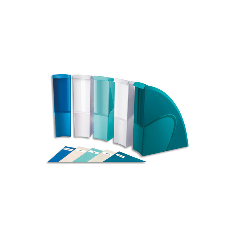 CEP Lot de 5 porte-revues RIVIERA en polystyrène. Dimensions H31 x P27 cm, dos 8,5 cm. Coloris assortis