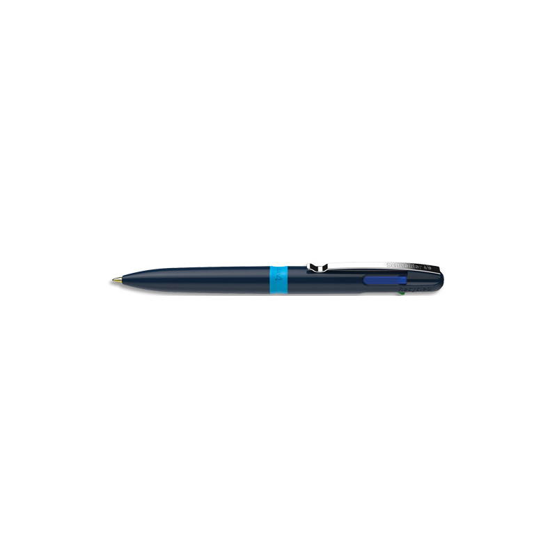 SCHNEIDER Stylo 4 couleurs, rechargeable corps bleu