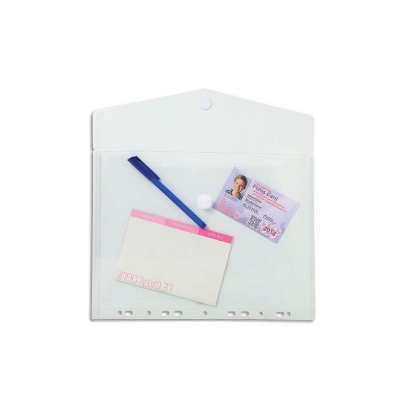 EXACOMPTA Sachet de 5 pochettes-enveloppes scratch perforées en polypropylène 2/10e. Coloris incolore