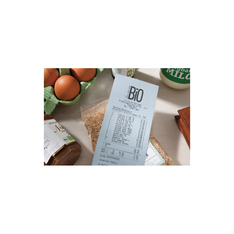 EXACOMPTA Bobine caisse SAFECONTACT 80x80x12mm, L 76M, papier thermique 55g 1 pli. Durée mini 35 ans