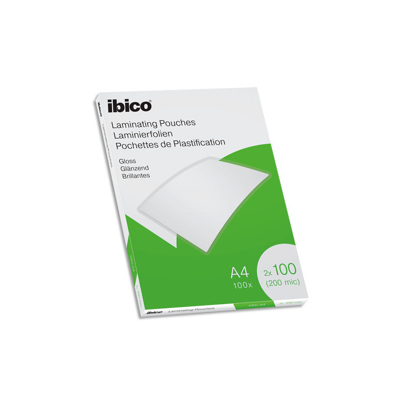 IBICO Pack de 100 pochettes de plastification brillantes A4, 100 microns 627317