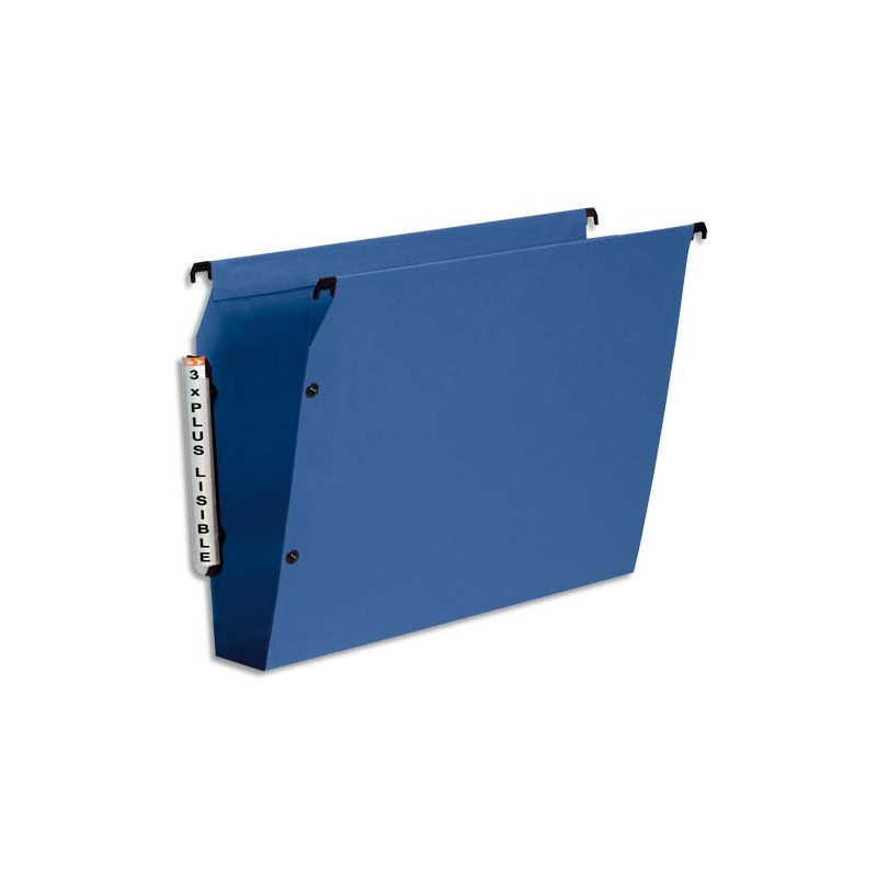 ESSELTE Paquet de 10 dossiers suspendus ARMOIRE en polypro opaque. Fond 50, bouton-pression. Bleu