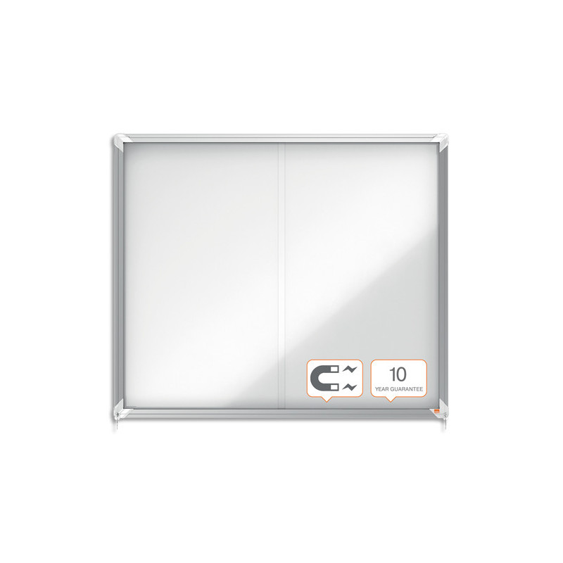 NOBO Vitrine d'affichage magnétique porte coulissante Premium Plus, fermeture à clé, capacité 15 flles,A4