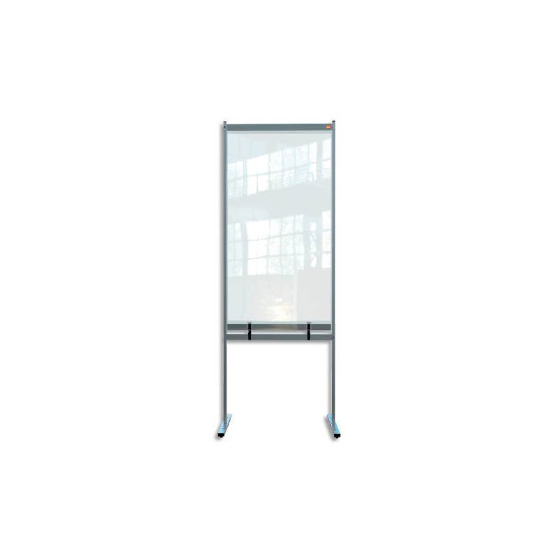 NOBO Cloison de séparation bas ajourée film PVC transparent Premium Plus, sur pied mobile, L78xH206xP61cm