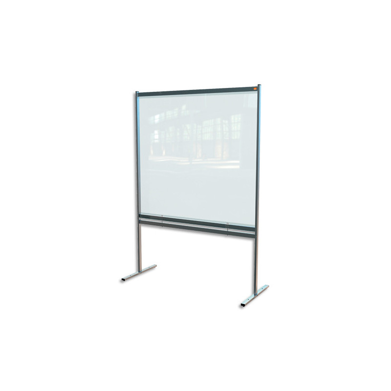 NOBO Cloison de séparation bas ajourée film PVC transparent Premium Plus, sur pied mobile,L148xH206xP61cm