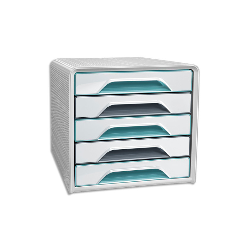CEP Module de classement SMOOVE 5 tiroirs. Dim (lxhxp) : 36x27,1x28,8 cm. Coloris blanc et vert d'eau