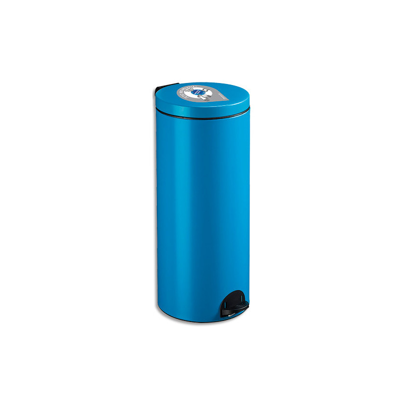 ROSSIGNOL Poubelle à pédale Sanelia en acier Bleu, capacité 30 Litres, seau en plastique - D29 x H67 cm