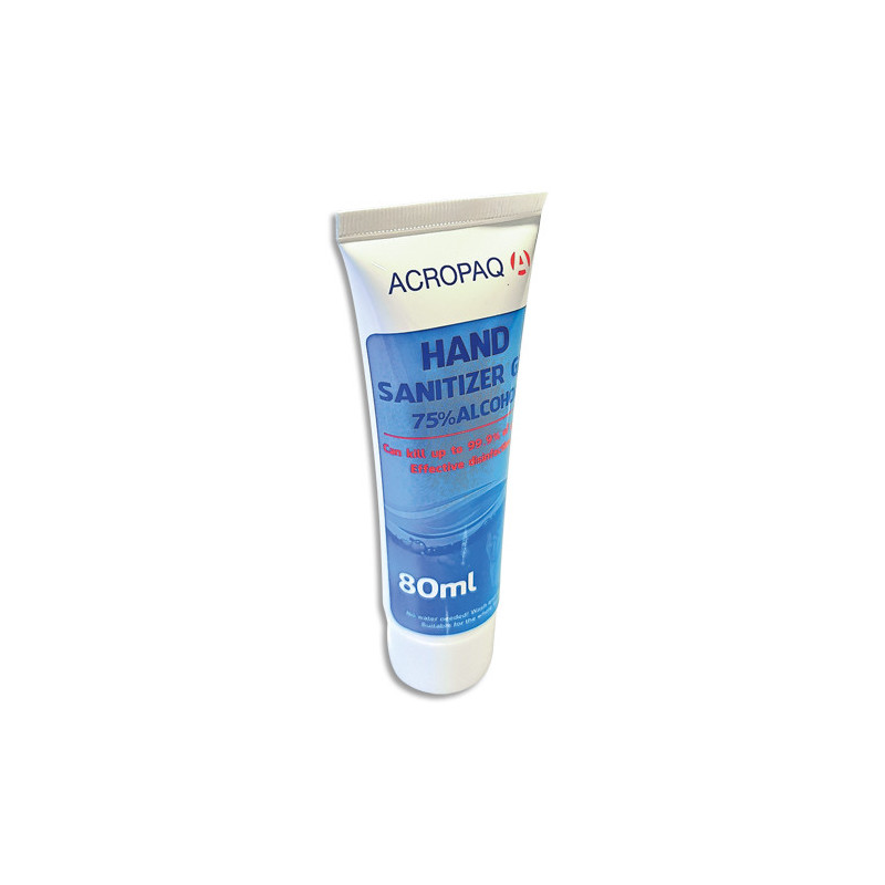 ACROPAQ Gel hydro-alcoolique en tube 80 ml de désinfection pour les mains