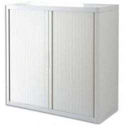 PAPERFLOW EasyOffice armoire démontable corps Blanc et rideau Blanc - Dim L110 x H104 x P41,5 cm