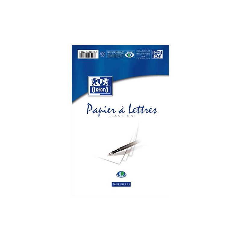 OXFORD Bloc correspondance de 50 feuilles 80 grammes format 210x297 mm uni