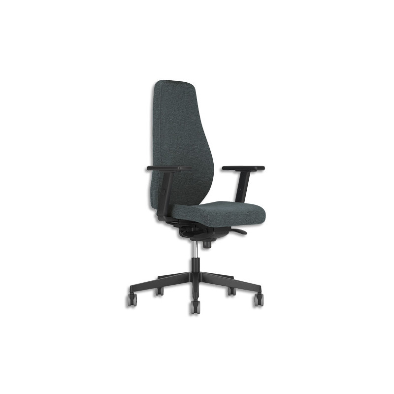 Fauteuil BJARG Anthracite, à contact synchrone, avec accoudoirs réglables 2D, Piètements à cinq branches