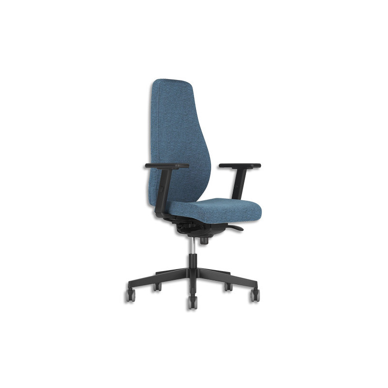 Fauteuil BJARG Bleu, à contact synchrone, avec accoudoirs réglables 2D, Piètements à cinq branches