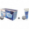 Lot de 10 boîtes de 50 masques de protection + 24 flacons gel 80 ml offerts