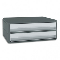 CEP Module MoovUp 2 tiroirs. Dim. (lxhxp) : 37 x 14,6 x 27,5 cm. Caisson Gris Foncé et tiroirs Gris Clair