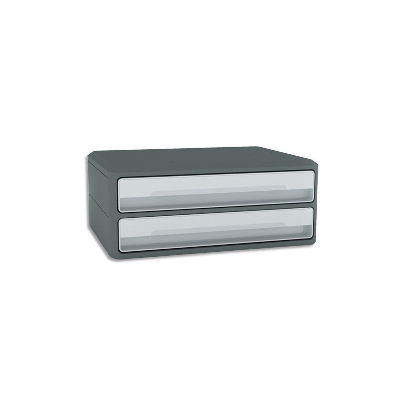 CEP Module MoovUp 2 tiroirs. Dim. (lxhxp) : 37 x 14,6 x 27,5 cm. Caisson Gris Foncé et tiroirs Gris Clair