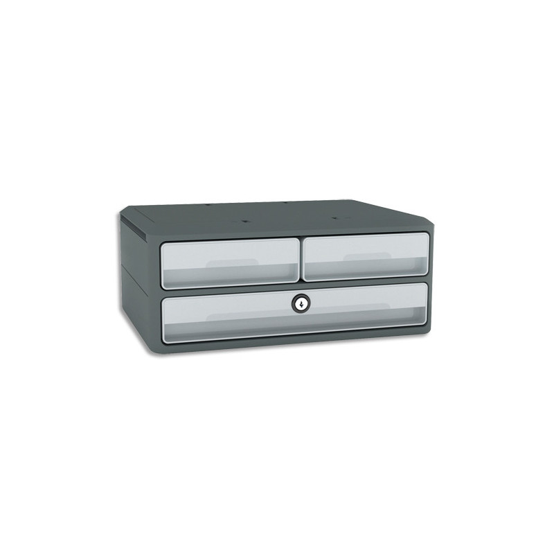 CEP Module MoovUp Secure 2 petits tiroirs + 1 grand tiroir. Caisson Gris Foncé et tiroirs gris clair