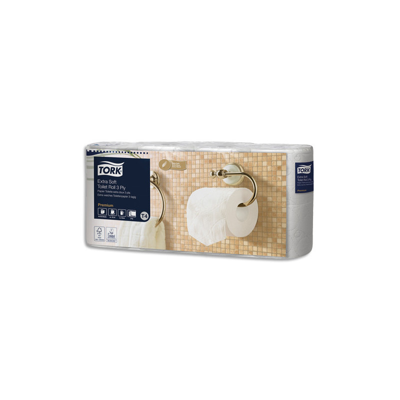 Colis de 56 rouleaux de Papier toilette Traditionnal 3 plis blancs 155 feuilles Ecolabel
