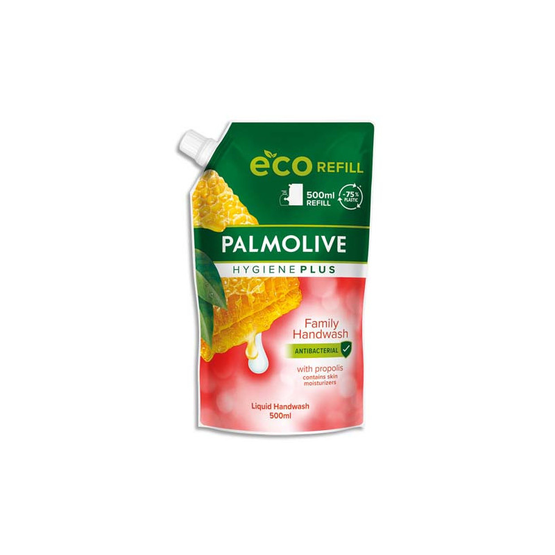 PALMOLIVE Recharge 500ml Savon liquide Hygiène+ Family Doypack extrait propolis.Testé dermatologiquement.