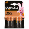 DURACELL Piles alcalines AA Plus 100%, 1,5V LR6 MN1500, lot de 4 piles