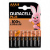 DURACELL Piles alcalines AAA Plus 100%, 1.5V LR03 MN2400, lot de 8 piles