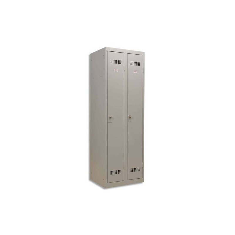 PIERRE HENRY Vestiaire métal industrie propre 2 casiers largeur 60 cm Gris perle