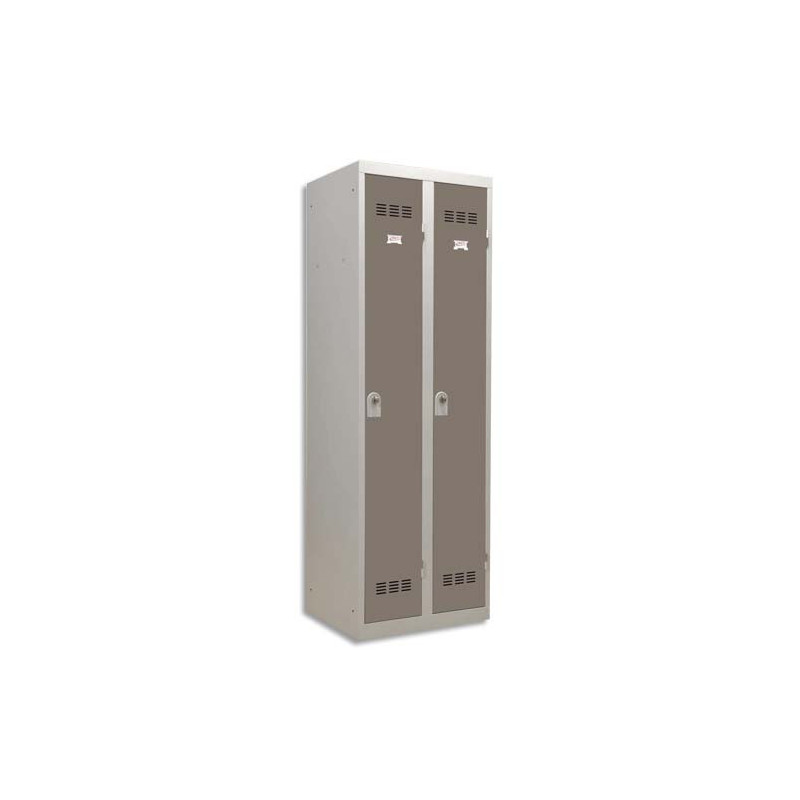 PIERRE HENRY Vestiaire métal industrie propre 2 casiers largeur 60 cm Gris perle basalte