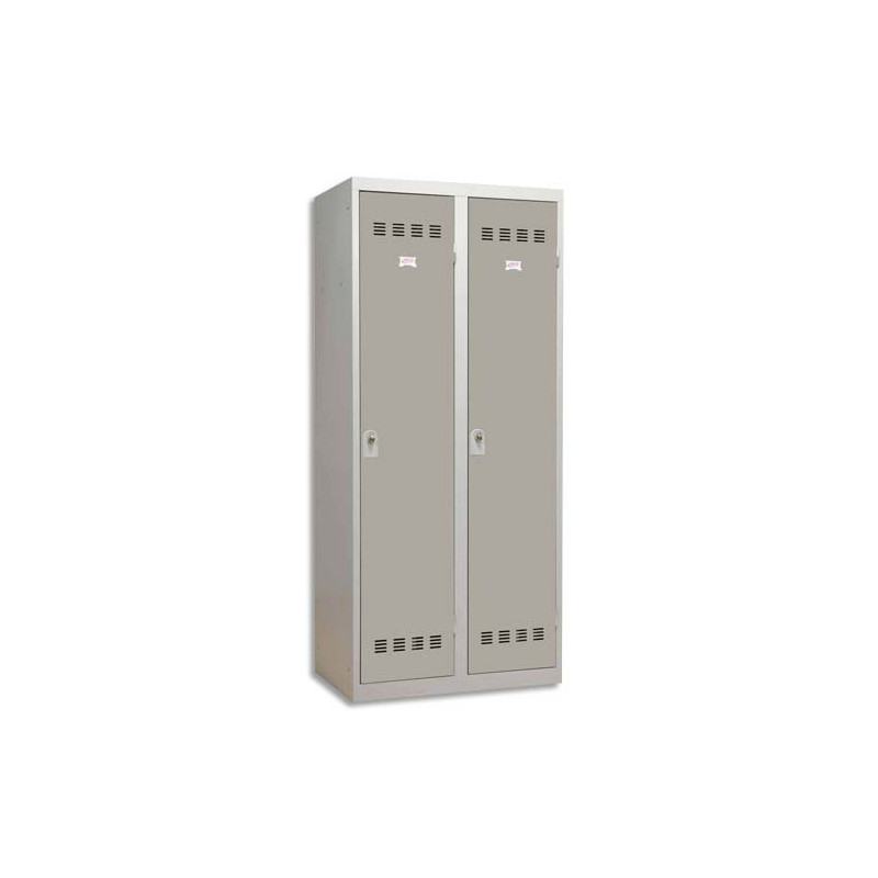 PIERRE HENRY Vestiaire métal industrie sale 2 casiers largeur 80 cm Gris perle