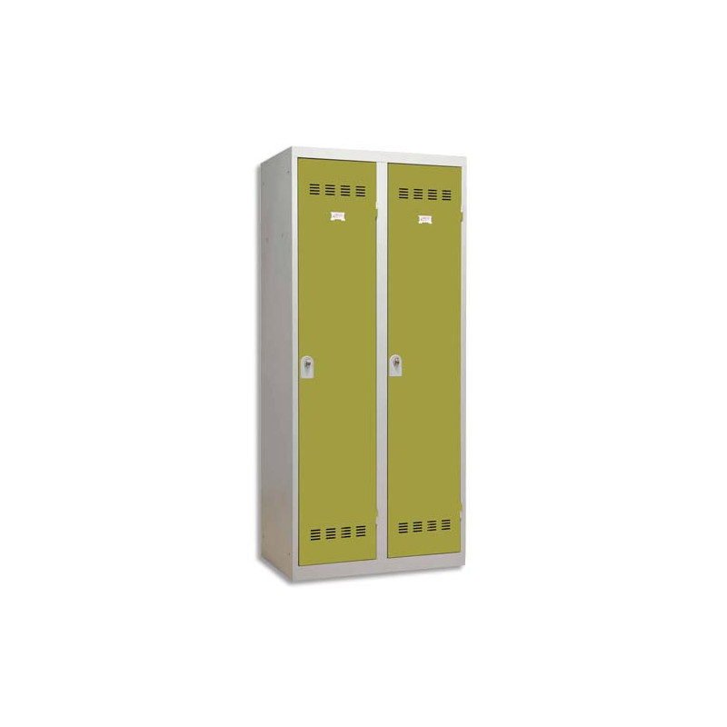 PIERRE HENRY Vestiaire métal industrie sale 2 casiers largeur 80 cm Gris perle anis